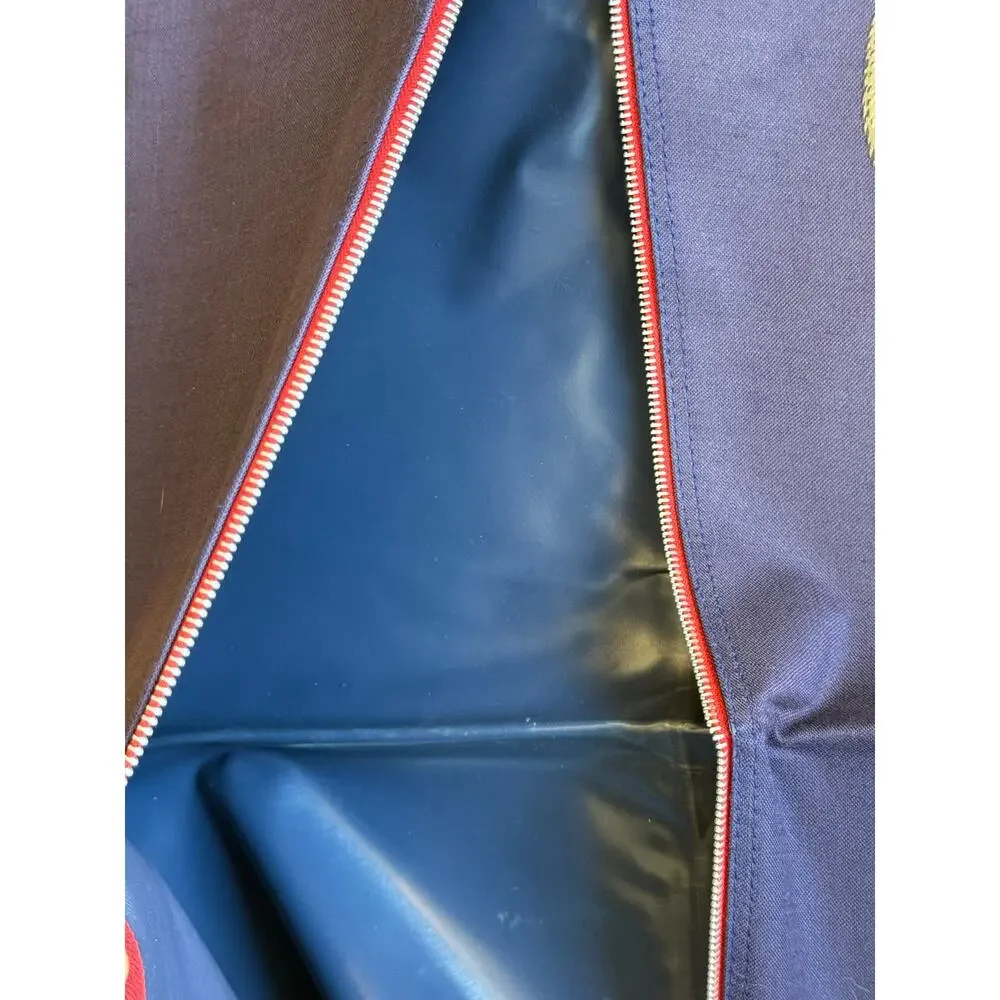 Vintage 1970s Garment Bag for Children Teddy Bear Canvas Outer Vinyl Lined